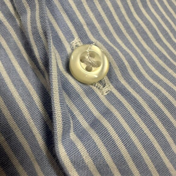Piero Gabrielli Dress Shirt Italy Cotton Striped Long Sleeve Blue 41 16 Large - Picture 4 of 9